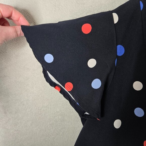 Lane Bryant 24W Lena Dress Black Polka Dot Midi Length Pockets Flutter Sleeve - Picture 4 of 9